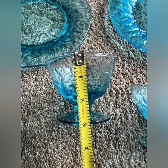 Seneca Glass Company Morgantown Peacock Blue RARE Set of 10 Plates + 10 Glasses - Picture 7 of 9